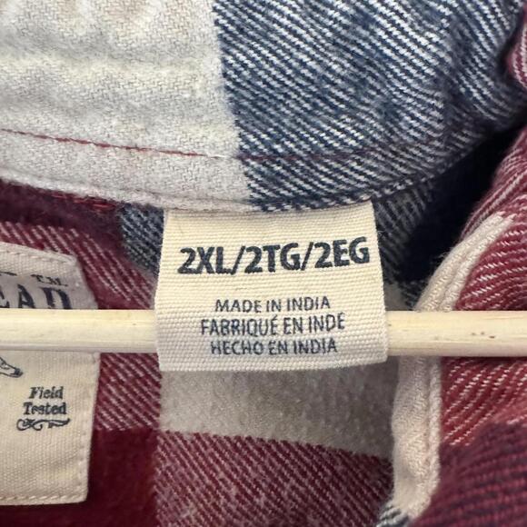 Red Head Brand Co Shirt Mens 2XL Red Plaid Flannel Long Sleeve Button Front - Picture 6 of 11